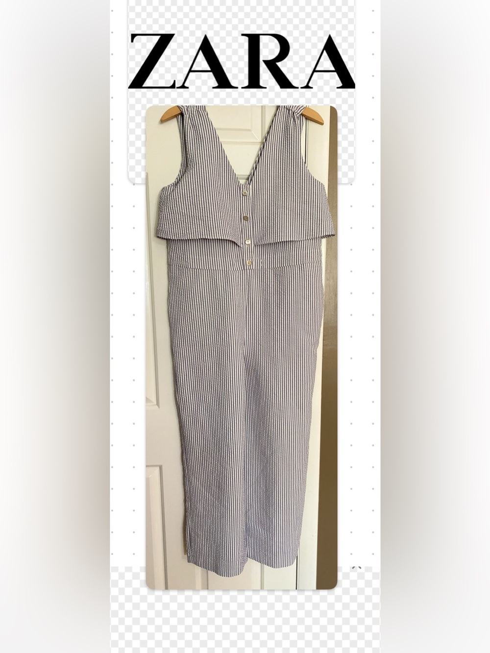 ZARA Navy and White Pinstripe Sleeveless Jumper